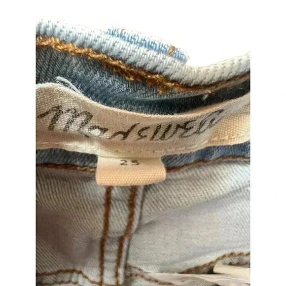 Madewell High Rise Denim Shorts Distressed Hem Stretch Denim Light Wash size 25 - Picture 7 of 8